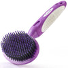 Round Bristle Pet Brush for Dogs and Cats - Soft Dog Brush for Grooming Short or Long Hair - Gentle Tool for Sensitive Skin Removes Dander, Dirt, and Detangles (Purple) - Purple