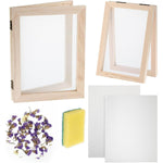 12 Pieces Paper Making Kit, 2 Size Wooden Paper Making Mould Frame, Dried Flowers, Sponge with Replace Mesh Cloth for DIY Craft - My Store