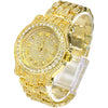 Techno Pave Men's Iced Diamond 45mm Metal Band Watch - GOLD