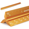 12" Architectural Scale Ruler Aluminum Architect Scale Triangular Scale Ruler for Architects, Draftsman, Students and Engineers, Black - Golden