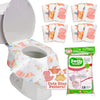 Toilet Seat Covers Disposable (12 Pack, Sports) - XL Waterproof Toilet Cover for Toddlers, Kids & Adults - Portable & Individually Wrapped for Travel, Potty Training & Public Restrooms - Dinosaurs