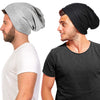 Geyoga 2 Pcs Adjustable Silk Satin Bonnet for Sleeping Men Silk Satin Beanie with Adjustable Elastic Band for Curly Hair(Black, Gray) - Black, Gray