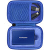 co2CREA Hard Case Compatible with Samsung T7 Shield T9 Portable SSD Solid State Drive (Black Case) - Black Case + Inside Blue