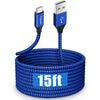 etguuds Long USB C Cable 15ft, USB 2.0 to USB Type C Cable Fast Charging Nylon Braided Charger Cord Compatible with Samsung Galaxy Note, LG, Moto, Google, Sony, Switch, Camera and Other USB-C Device - Blue