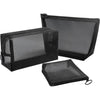 Aosbos 3-Pack Mesh Cosmetic Bag Set - Travel/On-The-Go Makeup Storage, Zipper Closure Small Pouch - Black