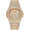 PINTIME Mens Diamond Watches Luxury Unisex Silver Gold Iced-Out Bling CZ Crystal Fashion Quartz Womens Watch - Rose gold