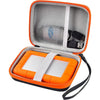 Case Compatible with LaCie Rugged Mini 1TB/ 2TB/ 4TB/ 5TB External Hard Drive Portable HDD, Storage Holder for Hard Drives for Mac and PC Computer & USB 3.0 2.0 Cable SD Cards (Orange) - Orange