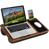 LAPGEAR Home Office Lap Desk with Device Ledge, Mouse Pad, and Phone Holder - Silver Carbon - Fits up to 15.6 Inch Laptops - Style No. 91585 - Espresso Woodgrain