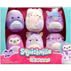 Squishville by Original Squishmallows Black and White Squad Plush - Six 2-Inch Squishmallows Plush Including Tajo, Kayce, Bambalina, Landi, Nathaniel, and Basma - Toys for Kids - Purple Pals
