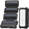 BLAVOR Solar Charger Power Bank, PD 18W Fast Charging 20000mAh Battery Pack with 4 Foldable Panels, Portable Solar Powered USB C Charger with Camping Flashlight Compass Carabiner for Cell Phone - black
