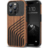 TENDLIN Compatible with iPhone 14 Pro Max Case Wood Grain with Carbon Fiber Texture Design Leather Hybrid Slim Case Black - Hairline
