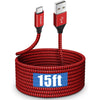 etguuds Long USB C Cable 15ft, USB 2.0 to USB Type C Cable Fast Charging Nylon Braided Charger Cord Compatible with Samsung Galaxy Note, LG, Moto, Google, Sony, Switch, Camera and Other USB-C Device - Red
