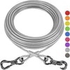 XiaZ 30ft Dog Tie Out Cable, Heavy Duty Dog Chains for Outside with Lockable Hook, Pet Runner Cable Leads for Yard, Dogs Line Tether for Small Medium Large Dogs Up to 250 LBS - Silver