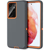 MXX Case Compatible with Galaxy S21 Ultra Case, 3-Layer Super Full Heavy Duty Body Bumper Cover/Shock Protection/Dust Proof, Designed for Samsung Galaxy S21 Ultra 5G 6.8 Inch 2021 (Green/Gray) - Orange/Gray