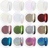 Artdone 16 Jars Chrome Nail Powder Nail Art Fimo Striping Tape Lines Decoration Metallic Mirror Effect Holographic Aurora Chameleon Pigment Powder 1g/Jar Pearl for Resin Craft & Nail Art - 16 colors Pearl Chrome
