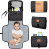 KeaBabies Portable Diaper Changing Pad - Large Waterproof Baby Changing Mat, Compact Travel Diaper Clutch, Functional Pockets Fit Newborn Essentials, Wipeable & Padded Baby Changer (Gray Mod) - Black Geo