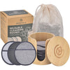 Greenzla Reusable Makeup Remover Pads (20 Pack) Washable Laundry Bag & Round Box for Storage, Reusable Bamboo Cotton Rounds for All Skin Types - Bamboo Holder