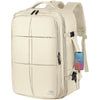 Travel Backpack, Extra Large 55L Carry On Backpack Flight Approved with USB Charging Port, Expandable Waterproof Business Luggage Casual Bag Fits 18.4 Inch Laptops, Travel Gifts for Men Women - Beige