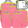 SUITEDNOMAD Ultralight Compression Packing Cubes Set, Suitcase and Backpack Travel Organizer Bags - Pink Rose