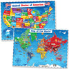 Classroom Educational Posters - 20pcs 16” x 11” - Teacher Classroom Must Haves Supplies Essentials - ABC Alphabet Poster School Supplies - Elementary Kindergarten Preschool Learning Activities - USA & World Map Posters