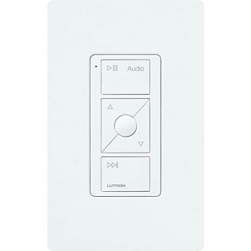Buy now Lutron Pico Remote for Audio, Works with Sonos (Caseta Smart Hub Required), Raise/Lower Volume, Pause and Skip Tracks, For Table Top or Wallmount Use, PJ2-3BRL-GWH-A02, White at indiglob india