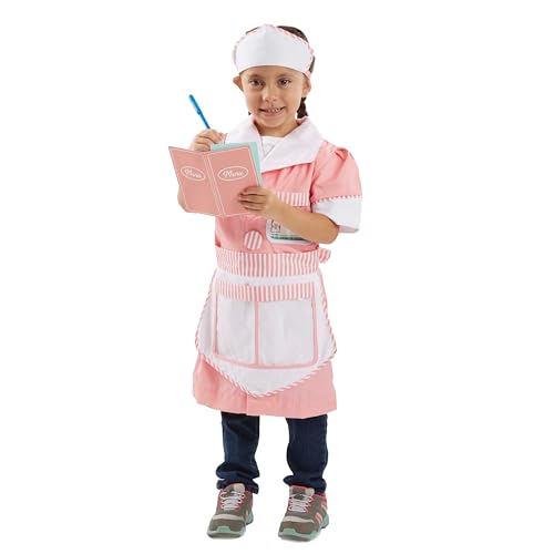 Buy now Melissa & Doug Waitress Role Play Costume Set (7 pcs) - Includes Apron, Order Pad, Cap at indiglob india