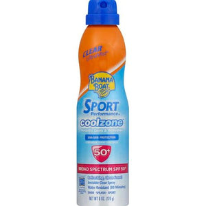 Banana Boat Sport Cool Zone SPF 50 Sunscreen Spray, 6oz | Sport Sunscreen Spray SPF 50, Clear Sunscreen Spray, Banana Boat Sunscreen Spray SPF 50, Oxybenzone Free Sunscreen, 6oz