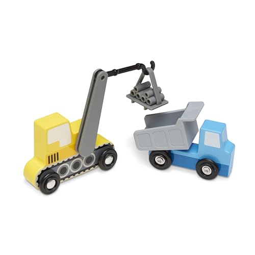 Buy now Melissa & Doug Wooden Construction Site Vehicles with Wooden Storage Tray (8 pcs) at indiglob india