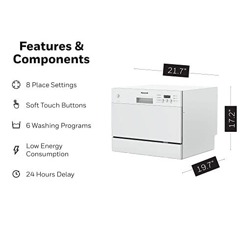 Buy now Honeywell Countertop Dishwasher with 6 Place settings, 6 Washing Programs, Stainless Steel Tub, UL/Energy Star- Stainless Steel at indiglob india