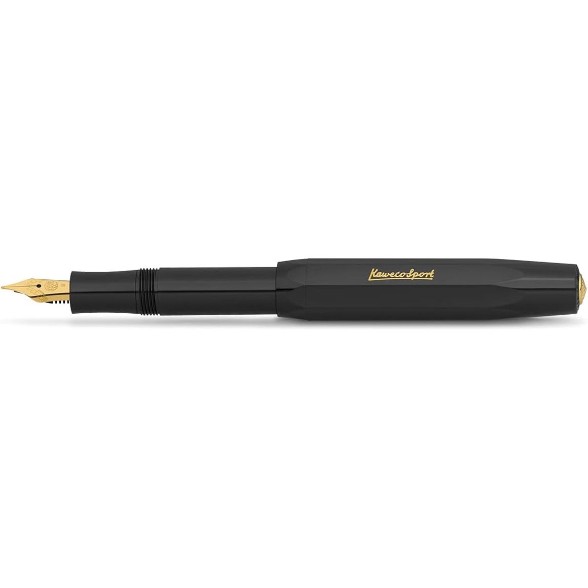 Kaweco CLASSIC SPORT Fountain Pen Black with 23 Carat Gold-Plated Steel Nib and Iridium Tip for Ink Cartridges I Sport Fountain Pen 13 cm I Nib: B (Broad)