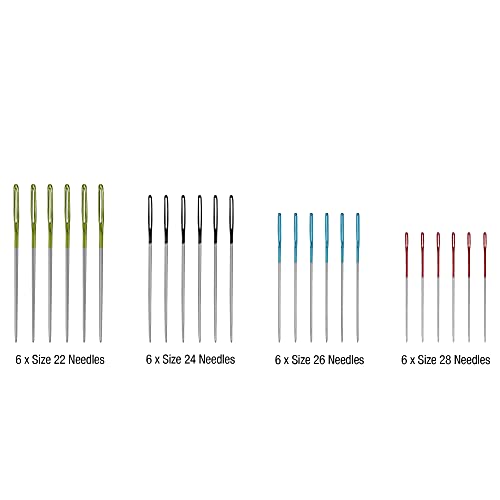 Buy now SINGER Tapestry Needles in Dial Compact, Assorted Sized Sewing Needles, Sizes 22, 24, 26, 28, Set of 24 at indiglob india