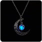 Aimimier Luminous Moon Necklace Stone Pendant Necklace Halloween Fluorescent Necklace Glow in The Dark Accessories for Women
