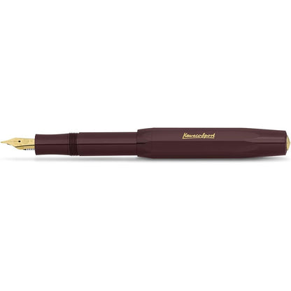 Kaweco CLASSIC SPORT Fountain Pen Black with 23 Carat Gold-Plated Steel Nib and Iridium Tip for Ink Cartridges I Sport Fountain Pen 13 cm I Nib: B (Broad)