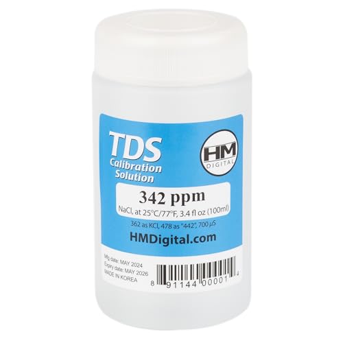 Buy now HM Digital C342 TDS and EC Calibration Solution, 342 ppm (NaCl), 90 ml Volume, Transparent/Blue at indiglob india