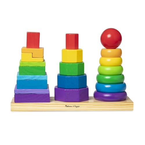 Buy now Melissa & Doug Geometric Stacker - Wooden Educational Toy,25 count(pack of 1) at indiglob india