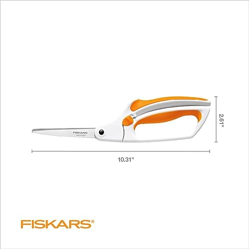 Buy now Fiskars Premier No. 8 Easy Action Scissors - 10" Spring Action Fabric and Craft Scissors - Arts and Crafts - Orange/White at indiglob india