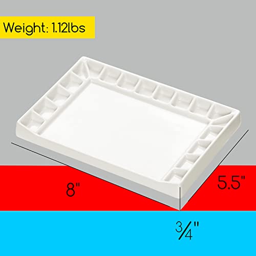 Buy now MEEDEN 18-Well Porcelain Artist Paint Palette, Mixing Art Ceramic Watercolor Paint Palette for Watercolor Gouache Acrylic Oil Painting, Rectangle 8 by 5-1/2-Inch at indiglob india