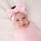 Buy now Little Sleepies Swaddle & Luxe Bow Headband Set, Viscose from Bamboo Baby Swaddles, Newborn Baby Girl Clothes (Prima Pink Ribbed) at indiglob india