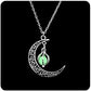Aimimier Luminous Moon Necklace Stone Pendant Necklace Halloween Fluorescent Necklace Glow in The Dark Accessories for Women
