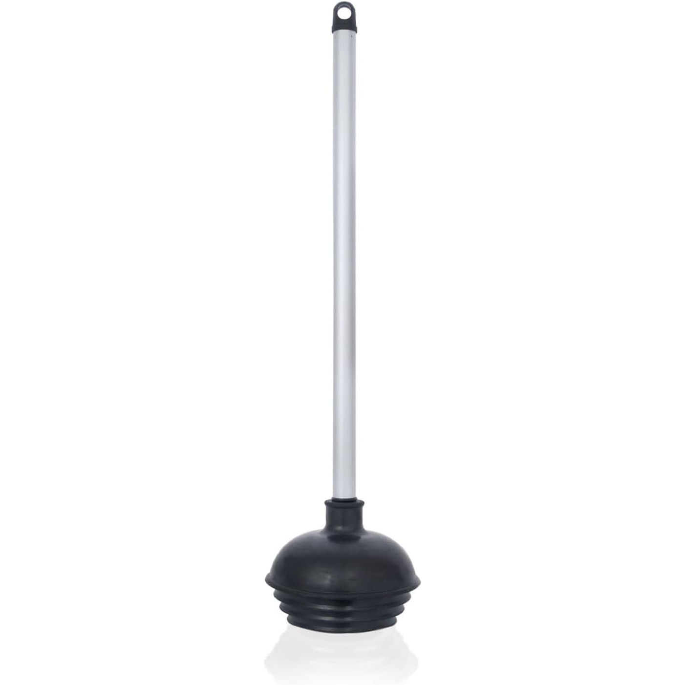 NEIKO 60166A Toilet Plunger with Patented All-Angle Design, Heavy-Duty Toilet Bowl Plunger with Aluminum Handle, Bathroom Necessity, Black, 1-Pack