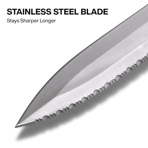 Buy now KLEIN TOOLS DK16 Double-Edged Duct Knife, Serrated Stainless Steel Blade, Designed for Duct Board and Insulation, Fixed Blade Knife with Sheath, 5-1/2-Inch at indiglob india