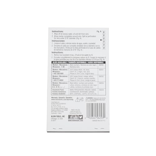 Buy now Klein Tools 56253 Wire Marker Book, Black Letters, Numbers, and Symbols at indiglob india