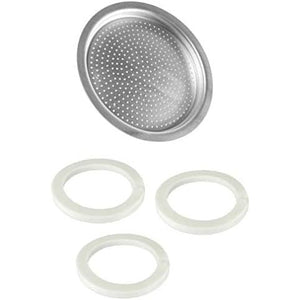Univen 2.5" (64mm) Espresso Filter and Gasket Seals Compatible with Bialetti 6 Cup Aluminum Espresso Makers