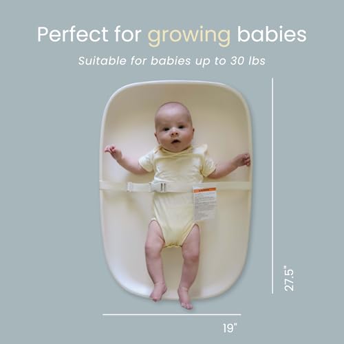 Buy now Snuggle Me?? Baby Changing Pad - Soft PU Foam Diaper Changing Pad for Dresser, Scandi-Inspired with Wooden Base in Light Oak Finish, Wipe-Clean Surface & Safety Strap (27.6" ?? 18.9" ?? 3.9") at indiglob india