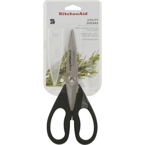 KitchenAid All Purpose Kitchen Shears with Protective Sheath Durable Stainless Steel Scissors, Dishwasher Safe, Soft Grip Comfort Handle, 8.72 Inch, Black