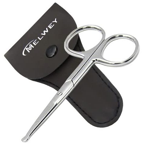 Rounded Stainless Steel Facial Hair Scissors – Safety Scissors for Nose Hair, Eyebrows, Eyelashes, Mustache, Beard, and Baby Nails