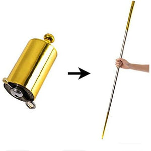blue-ther 59"/150cm Metal Appearing Cane Pocket Bo Staff Magic Wand Stage Close-up Magic Tricks (Golden-Silver)