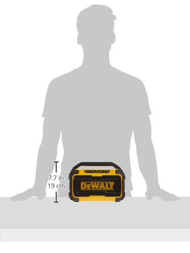 Buy now DEWALT 20V MAX Bluetooth Speaker, 100 ft Range, Durable for Jobsites, Phone Holder Included, Lasts 8-10 Hours with Single Charge (DCR010) at indiglob india
