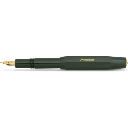 Kaweco CLASSIC SPORT Fountain Pen Black with 23 Carat Gold-Plated Steel Nib and Iridium Tip for Ink Cartridges I Sport Fountain Pen 13 cm I Nib: B (Broad)