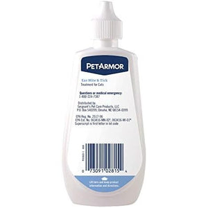 PetArmor Ear Mite Treatment for Cats, Ear Mite Medicine Kills Ticks and Ear Mites to Relieve Itchiness, Ear Mite Drops Sooths Ears with Aloe, 3oz